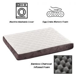 Pet Adobe Pet Bed Bamboo Charcoal Infused Odor Resistant Egg Crate Foam Orthopedic Cushion 26 x 19 x 2.75 -Animal&Pet Supplies store TG20Midco20LLC20dba20Trademark20Global20LLC 640662vemxx2xx1404d3