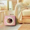 Pet Adobe Indoor Cat Pet Bed Cave, Enclosed Cavern with Removable Cushion Pad for Cats/Small Animals | Pink