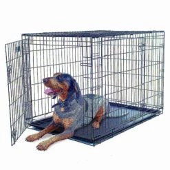 Pet Adobe Double Door Folding Metal Crate 42-Inch with Divider, Plastic Leak-Proof Tray, Dogs, Large
