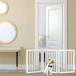 Pet Adobe Freestanding 3 Panel Pet Gate (White)