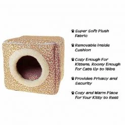 Pet Adobe Indoor Cat Pet Bed Cave with Removable Cushion Pad for Cats/Small Animals | Tan/White Animal Print -Animal&Pet Supplies store TG20Midco20LLC20dba20Trademark20Global20LLC 728420yhzxx2xx4eb8c4
