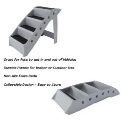 Pet Adobe Folding Stairs, 4 Step Design, Side Rails and Foam Pads for Dogs, Cats and Puppies, Gray -Animal&Pet Supplies store TG20Midco20LLC20dba20Trademark20Global20LLC 767562ghnxx2xx1098a1
