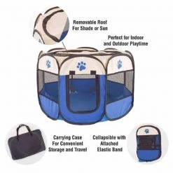 Pet Adobe Pop-Up Playpen with Carrying Case | Indoor/Outdoor 26.5"x 17"| Dogs & Cats (Blue) -Animal&Pet Supplies store TG20Midco20LLC20dba20Trademark20Global20LLC 819024amgxx2xx10e62e