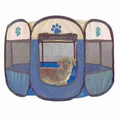 Pet Adobe Pop-Up Playpen with Carrying Case | Indoor/Outdoor 26.5"x 17"| Dogs & Cats (Blue) -Animal&Pet Supplies store TG20Midco20LLC20dba20Trademark20Global20LLC 819024amgxx3xx1f2c3c