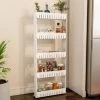 5-tier Hastings Home Slim Rolling Cart, Laundry Room, Bathroom, Kitchen Organizer on Wheels, White