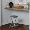 Hastings Home Folding Stool Heavy Duty 18-Inch Collapsible Padded Round with 300 Pound Capacity Home (Gray)