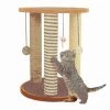 Pet Adobe Cat Scratching Post- Play Area with 3 Poles, Perch and Toys- 19.25 inch Tall