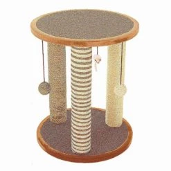 Pet Adobe Cat Scratching Post- Play Area with 3 Poles, Perch and Toys- 19.25 inch Tall -Animal&Pet Supplies store TG20Midco20LLC20dba20Trademark20Global20LLC 835979gczxx6xxb382e7
