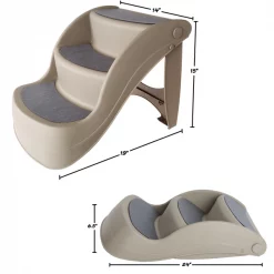 Pet Adobe Folding Stairs for Pets- 3 Step Design, Non-Slip Ramp for Small Dogs, Cats & Puppies (Tan) -Animal&Pet Supplies store TG20Midco20LLC20dba20Trademark20Global20LLC 845740kltxx1xx7cf067