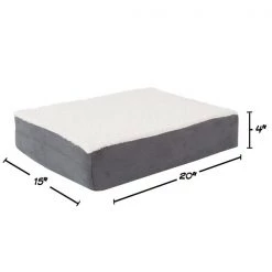 Orthopedic Sherpa Top Pet Bed with Memory Foam and Removable Cover 20x15x4 Gray by Pet Adobe -Animal&Pet Supplies store TG20Midco20LLC20dba20Trademark20Global20LLC 853846mxcxx1xx82fb7d