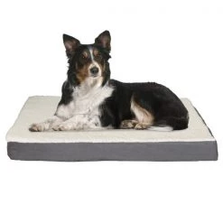 Pet Adobe Memory Orthopedic Foam Dog Bed- Sherpa Top and Removable Cover- 36x27x4, Gray