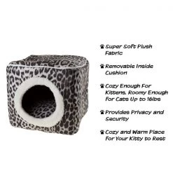 Pet Adobe Indoor Cat Pet Bed Cave with Removable Cushion Pad for Cats/Small Animals | Gray/Black Animal Print -Animal&Pet Supplies store TG20Midco20LLC20dba20Trademark20Global20LLC 857996pmmxx2xxd83503