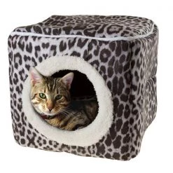 Pet Adobe Indoor Cat Pet Bed Cave with Removable Cushion Pad for Cats/Small Animals | Gray/Black Animal Print -Animal&Pet Supplies store TG20Midco20LLC20dba20Trademark20Global20LLC 857996pmmxx3xx140562