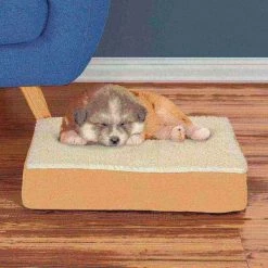 Orthopedic Sherpa Top Pet Bed with Memory Foam and Removable Cover 20x15x4 Tan by Pet Adobe -Animal&Pet Supplies store TG20Midco20LLC20dba20Trademark20Global20LLC 907354zqfxx5xx3b25ff