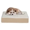 Orthopedic Sherpa Top Pet Bed with Memory Foam and Removable Cover 20x15x4 Tan by Pet Adobe