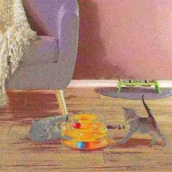 Pet Adobe Interactive Cat Toy Ball Roller Tower, 3-Tiered Round Track with Rolling Balls for Cats and Kittens