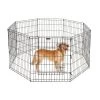Pet Adobe Folding Metal Playpen with Eight 24 "x 30 "Panels with Latching Door for Dogs Black