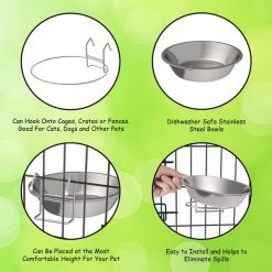 Pet Adobe Set of 2 Stainless Steel Hanging Pet Bowls for Food and Water | Dogs / Cats 48-Fl Oz -Animal&Pet Supplies store TG20Midco20LLC20dba20Trademark20Global20LLC 975685jcyxx2xx16a6f5
