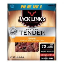 Jack Links 9069287 2.85 oz Premium Cuts Teriyaki Tender Bites Beef Steak Peggable Bag- pack of 8