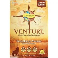 Earthborn Holistic PF57010 Venture Duck Meal & Pumpkin Grain-Free Dry Dog Food - 25 lbs