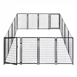 Aleko 2DK5X5X4SQ-UNB 10 x 10 x 4 Ft. Dog Kennel Heavy Duty Pet Playpen; Dog Exercise Pen Cat Fence Run for Chicken Coop Hens House