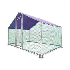 Aleko CKR10X7PR-UNB 10 x 7 ft. Metal DIY Walk-in Chicken Coop with Waterproof Cover; Silver& Purple