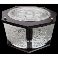 A&M Judaica & Gifts 11050 18 x 9 in. 3 Tier Seder Plate; Wood & Silver Plated