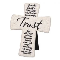 Lighthouse Christian Products 173164 Cross-Desktop-Cast Stone-Scripture-Trust No.11342