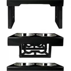 Peticare Barking Bistro Adjustable Dog Feeder - Black