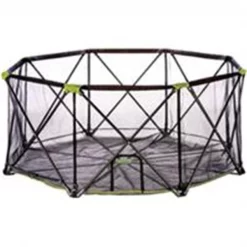 Straightcrate 8 Panel Portable Pen with Pet Door & Carry Case; Black & Green