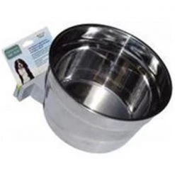 Bye-Bye Birdie 40 oz Stainless Steel Cage Crock Dog Bowl with Bracket