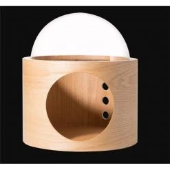 Myzoo MZ-SS-Gamma-R-O Spaceship Gamma Wall Mounted Cat Bed Open on the Right Walnut