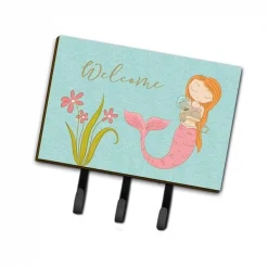 Carolines Treasures BB8548TH68 Mermaid with Cat Welcome Leash or Key Holder