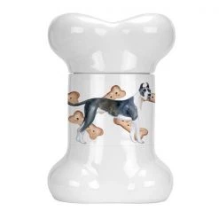 Carolines Treasures CK2223BSTJ Harlequin Great Dane Bone Shaped Treat Jar