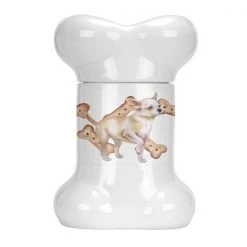 Carolines Treasures CK2277BSTJ Chihuahua Leg Up Bone Shaped Treat Jar