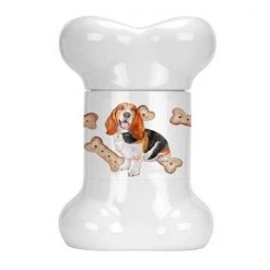 Carolines Treasures CK2284BSTJ Basset Hound Bone Shaped Treat Jar