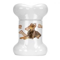 Carolines Treasures CK2289BSTJ Doberman Pinscher Bone Shaped Treat Jar