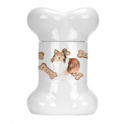 Carolines Treasures CK2330BSTJ Sheltie Bone Shaped Treat Jar