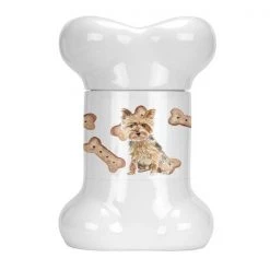 Carolines Treasures CK2340BSTJ Yorkie or Yorkshire Terrier Bone Shaped Treat Jar