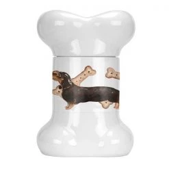 Carolines Treasures CK2342BSTJ Black & Tan Dachshund Bone Shaped Treat Jar