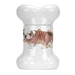 Carolines Treasures CK2368BSTJ English Bulldog Puppy Bone Shaped Treat Jar