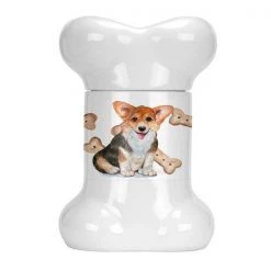 Carolines Treasures CK2378BSTJ Corgi Puppy Bone Shaped Treat Jar