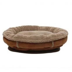Carolina Pet Company Carolina Pet 014710 Faux Suede & Tipped Berber Round Poly Fill Comfy Cup Bed - Chocolate; Large
