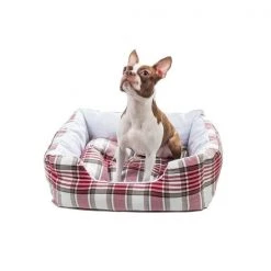 Wags N Whiskers HAHWR=12 /14955 Pet Bed Mattress For Dogs & Cats - Plaid Stripe - Small - White & Red