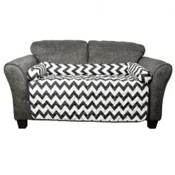 Wags N Whiskers FUBB 15257D-12 45 x 34 in. Pet Bed Mattress Sofa Cover for Dog & Cats; Black - Chevron Stripe