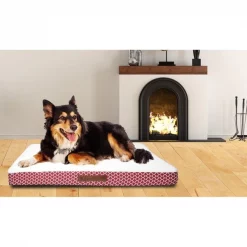 Wags N Whiskers Wags -N- Whiskers CEHGT=12 /15932 Pet Bed Mattress For Dogs & Cats - Geometric Trellis - Large - Burgundy Red