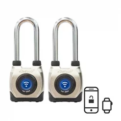 eGeeTouch 5-02102-94-2 3rd Generation Bluetooth Plus NFC Long Shackle Weatherproof Outdoor Smart Padlock - Pack of 2