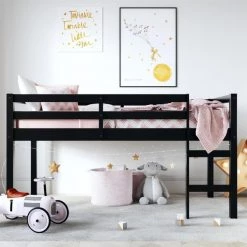 Dorel Living DA8377-BK Milton Junior Twin Loft Bed; Black