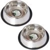 Iconic Pet Llc Iconic Pet 51412 16 oz Stainless Steel Non-Skid Pet Bowl for Dog Or Cat; Pack of 2