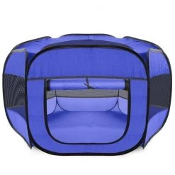 Paws & Pals PWPN-02-DBL Portable Pet Playpen; Dark Blue